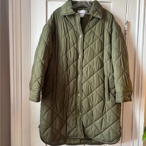 Stand Studio Olive Green Quilted Puffer Coat